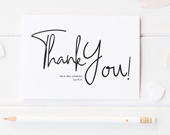 Modern Script Thank You Card, Modern Thank You Card, Elegant Thank You Note, Wedding Thank You Card, Chancery Lane Collection