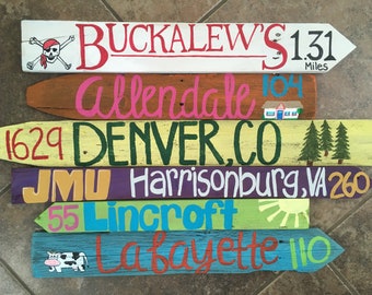 6 PACK* Custom Travel Destination Directional Mileage Signs