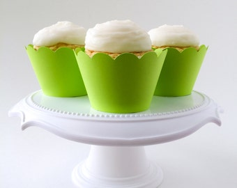 Set of 12 –Lime Green Cupcake Wrappers – Standard Sized - Ready To Ship