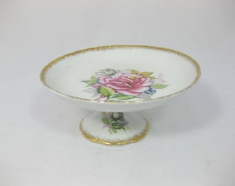 Japanese Porcelain Pedestal Serving Plate, China Serving Plate, Royal Sealy Japan, FREE SHIPPING