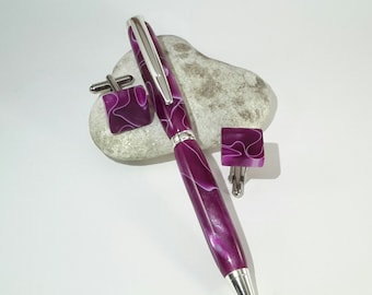 Acrylic pen and cufflink set