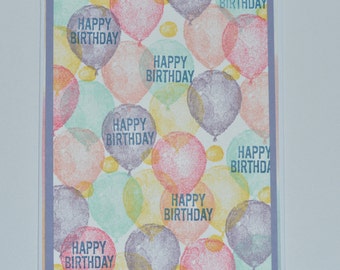 Hand Stamped Balloon Bunches Birthday Card