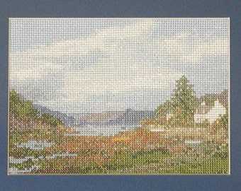 Plockton - a Scottish Highlands landscape cross stitch embroidery chart