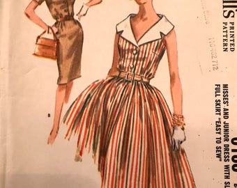 Pretty 1960's Shirtwaist Dress With Slim or Full Skirt---McCalls 6188---Size 16 Bust 36
