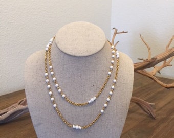 Monet Necklace, White and gold