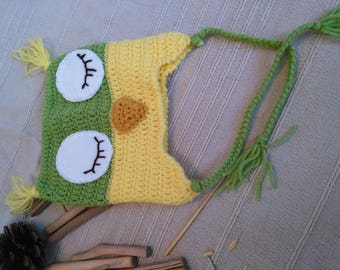 OWL hat, eyes are fleece, handmade crochet