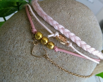 Bracelet four links pastel rose pattern