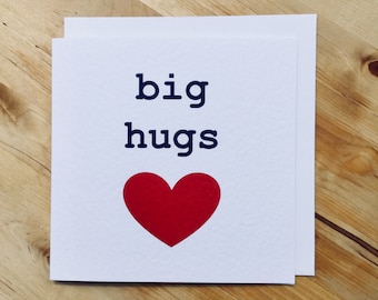 Big hug card, empathy card, friendship card, encouragement card, big hugs, sympathy card, sending love card, long distance card, I miss you