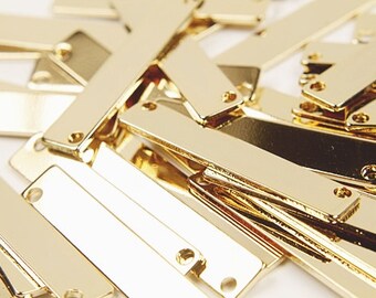 MARKDOWNS, Nickel Free Bar Pendant, A15-G1, 20 pcs, 2 holes, 36x7mm, 16K gold plated brass, Personalized Stamping Blanks Bar