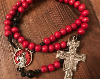 Divine Mercy Rosary with San Damiano Crucifix comes with Rosary Pouch