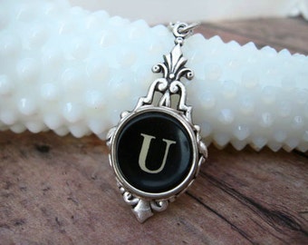 Typewriter Key Jewelry - Typewriter Necklace - Letter U - Typewriter Charm - Vintage Key