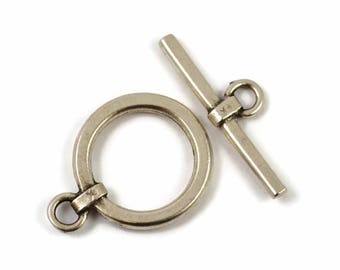 Large Toggle Clasp - Pewter - Rustic Simple Clasp - Mykonos Beads