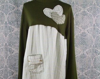 Women's Upcycled Boho Shirt Shabby Chic Romantic Funky Bohemian Gypsy Style Medium/Large EcoFriendly Repurposed Lagenlook