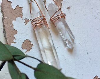 Raw Clear Quartz with Copper Necklace