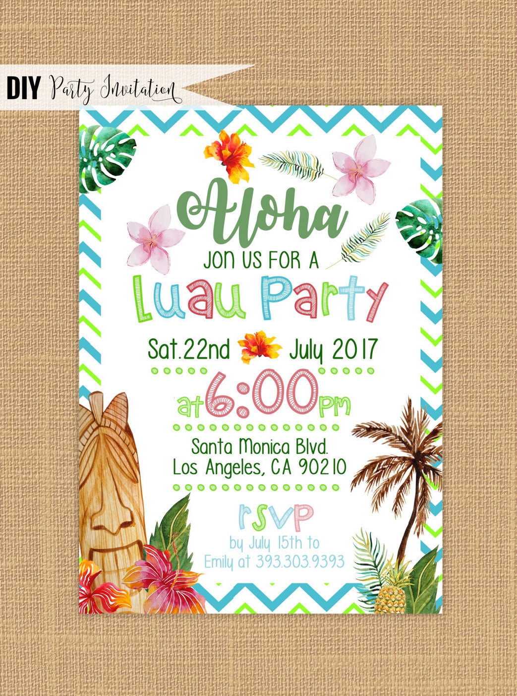Luau Party Invitations Free Printable