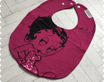 Betty Boop Baby Bib, Recycled T-Shirt Baby Bib, Baby Girl Gift, Cute Bib, Baby Shower Gift