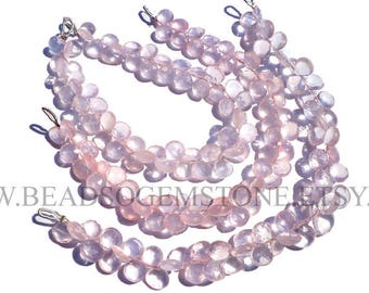 Natural Rose Quartz Heart Faceted Beads, (Quality AA), 6.5 to 8 mm, 18 cm, RO-048, Semiprecious Gemstone Beads