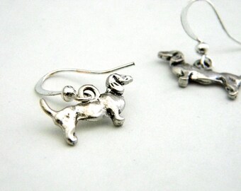 Dachshund Earrings Silver Color Dangle Earrings Dog Earrings