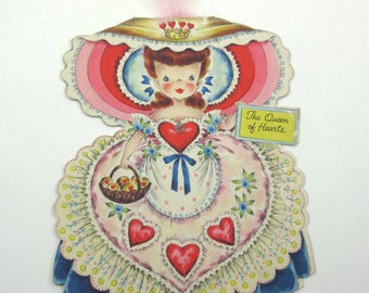 The Queen of Hearts Vintage 1940s Greeting Card Land of Make Believe Doll No. 11 Card by Hallmark