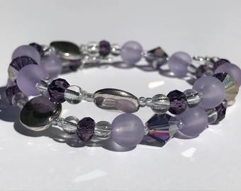Memory Wire Bracelet, Hint of Purple