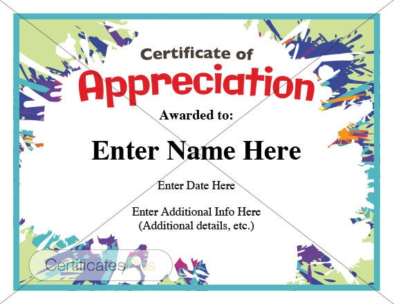 Certificate of Appreciation kid certificate child