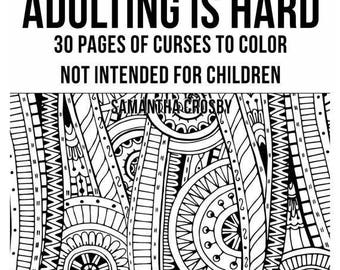 Digital Download, Adult Coloring Book, Printable Coloring Pages, Adult Coloring Book Instant Download, Swear Word, Curse Word, Coloring Book