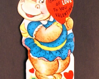 1960s Vintage Hippo Valentine, unused