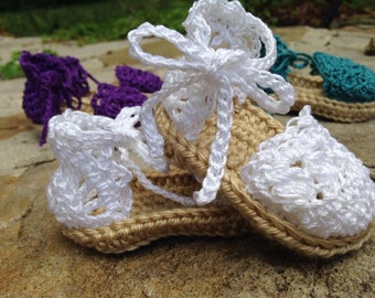 Crochet Baby sandals, baby girl sandals, baby shoes, dainty crochet sandals, white baby sandals, summer baby shoes, baby beach shoes