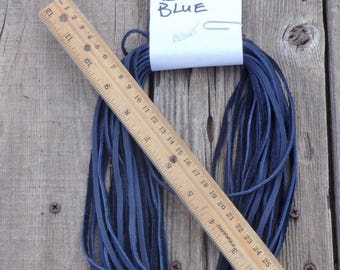 Dark blue leather lace , Dark blue leather cord , Soft leather lace
