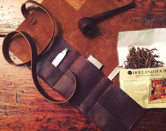 Leather Pipe pouch, Leather pipe roll, Pipe Case, Tobacco pouch, Anniversary gift, pipe Case, Pipe Bag