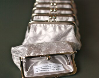 Personalized Silver Grey Lace Clutch