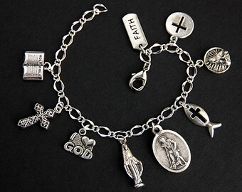 Saint Lazarus Bracelet. Catholic Bracelet. St Lazarus Charm Bracelet. Catholic Jewelry. Religious Jewelry. Handmade Jewelry