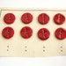 8 red tagua nut buttons, Vintage vegetable ivory buttons on a card, 17 mm, UNUSED!