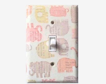 Elephant nursery - Vintage elephant light switch cover - Elephant Decor - Elephant Room Decor - Elephant baby shower - Elephant theme