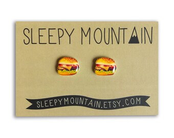 Burger Stud Earrings - Cheeseburger