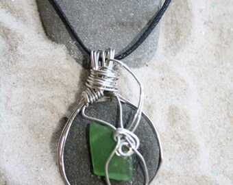 Beach Stone and Sea Glass Necklace