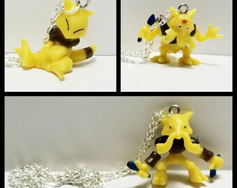 Pokemon Necklace, Abra Necklace, Kadabra Necklace, Alakazam Necklace, Psychic Type Pokemon Necklace, Generation I, Free Shipping