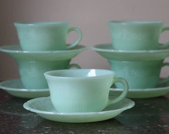 Fire-King Jadite Alice Cup & Saucer