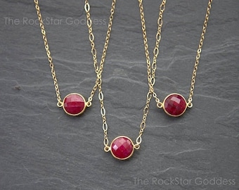 SALE / Ruby Necklace / Gold Ruby Necklace / Gold Ruby Pendant / Ruby Jewelry / Ruby Jewelry / Mother's Day Gift / Gift for Mom