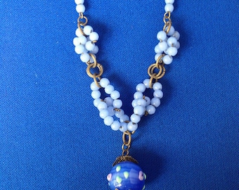 Venetian Blue and White Glass Necklace