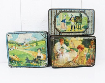 Old Box Storage, Storage Containers, French Tin Box, Antique Tin, French box, Antique Candy Box, Tin Collectibles, Bergamot, Pastille box