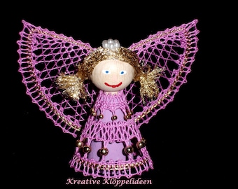 Hand gekloeppelter Angel in pink and gold