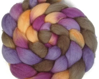 Handpainted BFL Wool Roving - 4 oz. CROCUS - Spinning Fiber