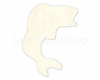 2" - 34" Fish Bass Wooden Cutout Shape, Silhouette, Gift Tags Ornaments, Room Decoration, Laser Cut Unfinished Wood, #1738