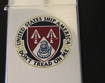 USS America Aircraft Carrier CVA-66 'Don't Tread on Me' Logo Zippo Slim Lighter - Used 1966