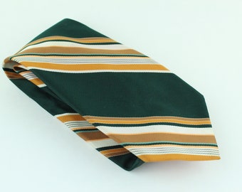 Vintage 1970s Beau Brummel Necktie - School Colors Gold and Green