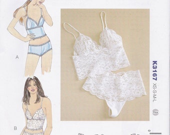 K3167 Kwik Sew Camisole and Panties Sewing Pattern Sizes XS-S-M-L Kerstin Martensson Boy Cut/Thong Panties Two Styles Each Stretch Knits