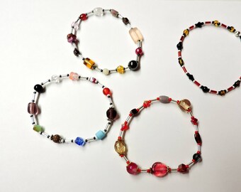 4 Bead Soup Bracelets ... Each is One Of A Kind ... Each made with a Variety of Beads