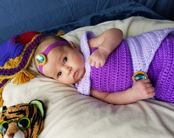 crochet Disney's 'Jasmine' inspired purple princess dress- size newborn-12months