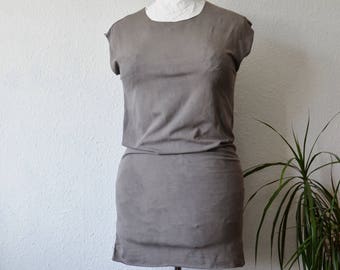 Hippie tshirt dress alternative boho eco natural dyes grey tunic earthy psy festival ethical vegan friendly environmental dark mori holistic